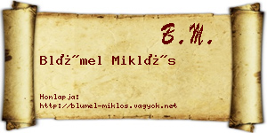 Blümel Miklós névjegykártya
